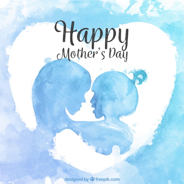 626x626 Watercolor Silhouettes Background Of Mother And Daughter Vector - Mother Watercolor