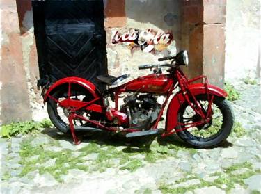 375x279 Original Realism Motorcycle Watercolor Paintings For Sale - Motorcycle Watercolor
