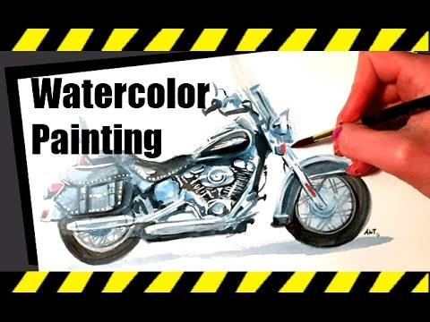 480x360 Watercolor Motorcycle Speed Painting - Motorcycle Watercolor