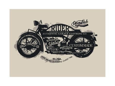 473x355 Handmade Font Motorcycle Race With Typography Watercolor Prints By - Motorcycle Watercolor