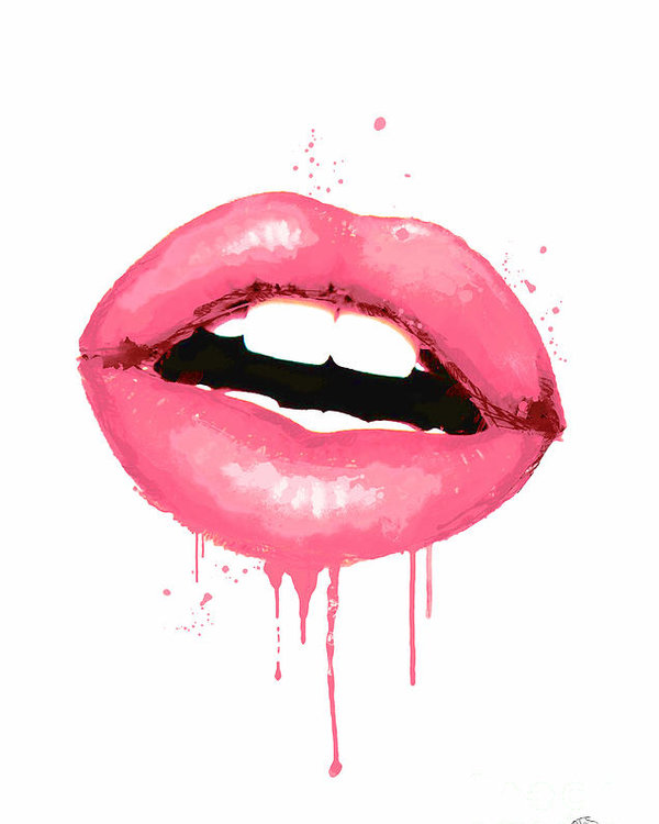 600x750 Pink Lips Watercolor Print Kiss Print Fashion Poster Poster By - Mouth Watercolor