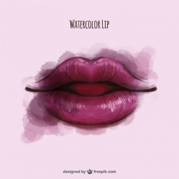 626x626 Realistic Watercolor Drawing Of Lips Vector Free Download - Mouth Watercolor