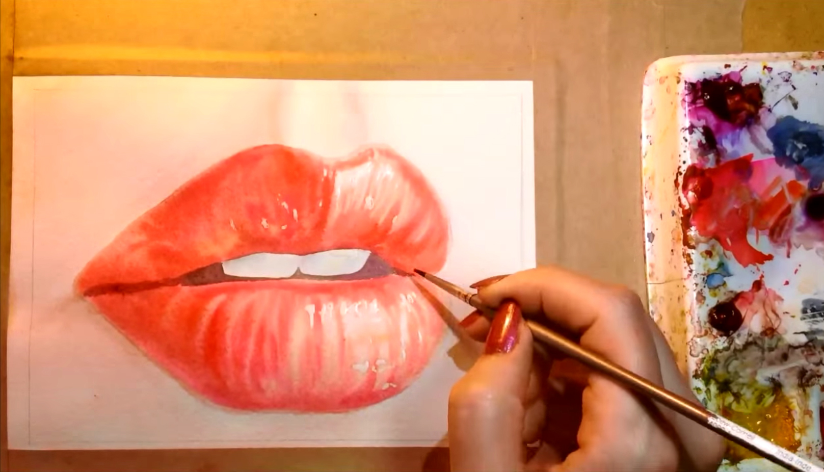 1617x926 Watercolor Techniques For Painting Hyper Realistic Lips Step By Step - Mouth Watercolor