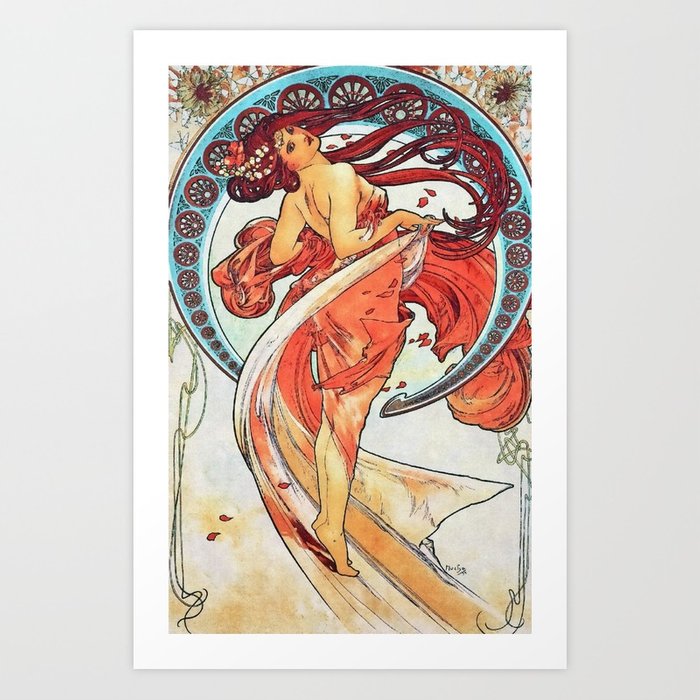 700x700 Alphonse Mucha Dance Art Nouveau Watercolor Painting Art Print By - Mucha Watercolor