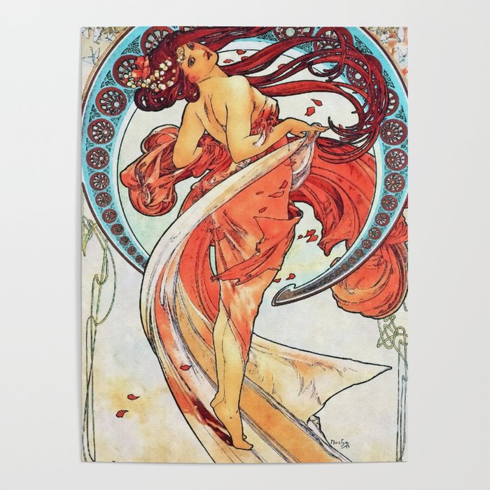 700x700 Alphonse Mucha Dance Art Nouveau Watercolor Painting Poster By - Mucha Watercolor