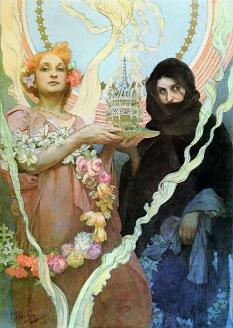 463x650 Alphonse Mucha Watercolor Fine Art Alphonse Mucha - Mucha Watercolor
