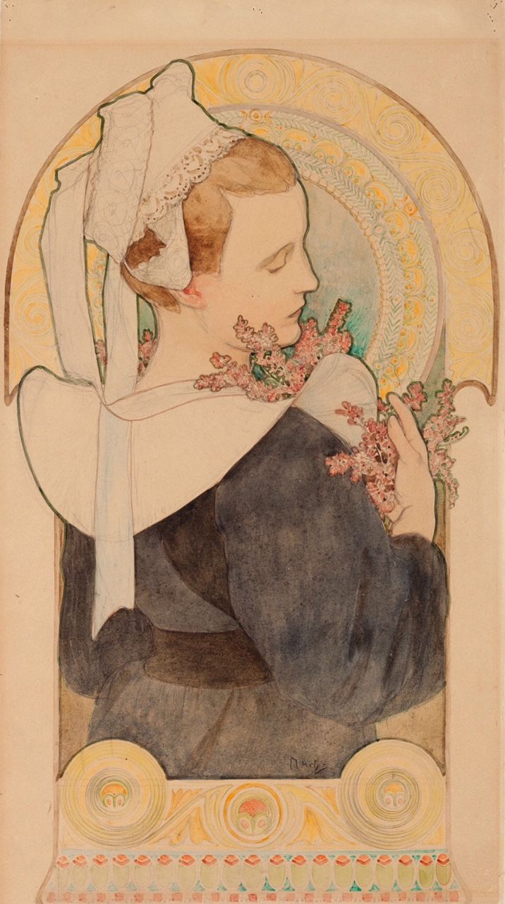 716x1280 Design For Heather.1901. Watercolour, Pencil, Paperboard. 56 X - Mucha Watercolor