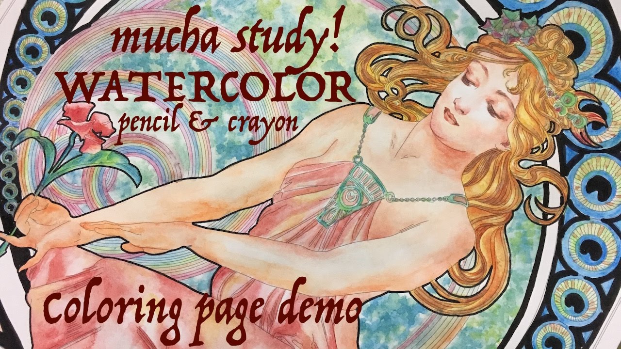 1280x720 Painting Mucha Coloring Book - Mucha Watercolor