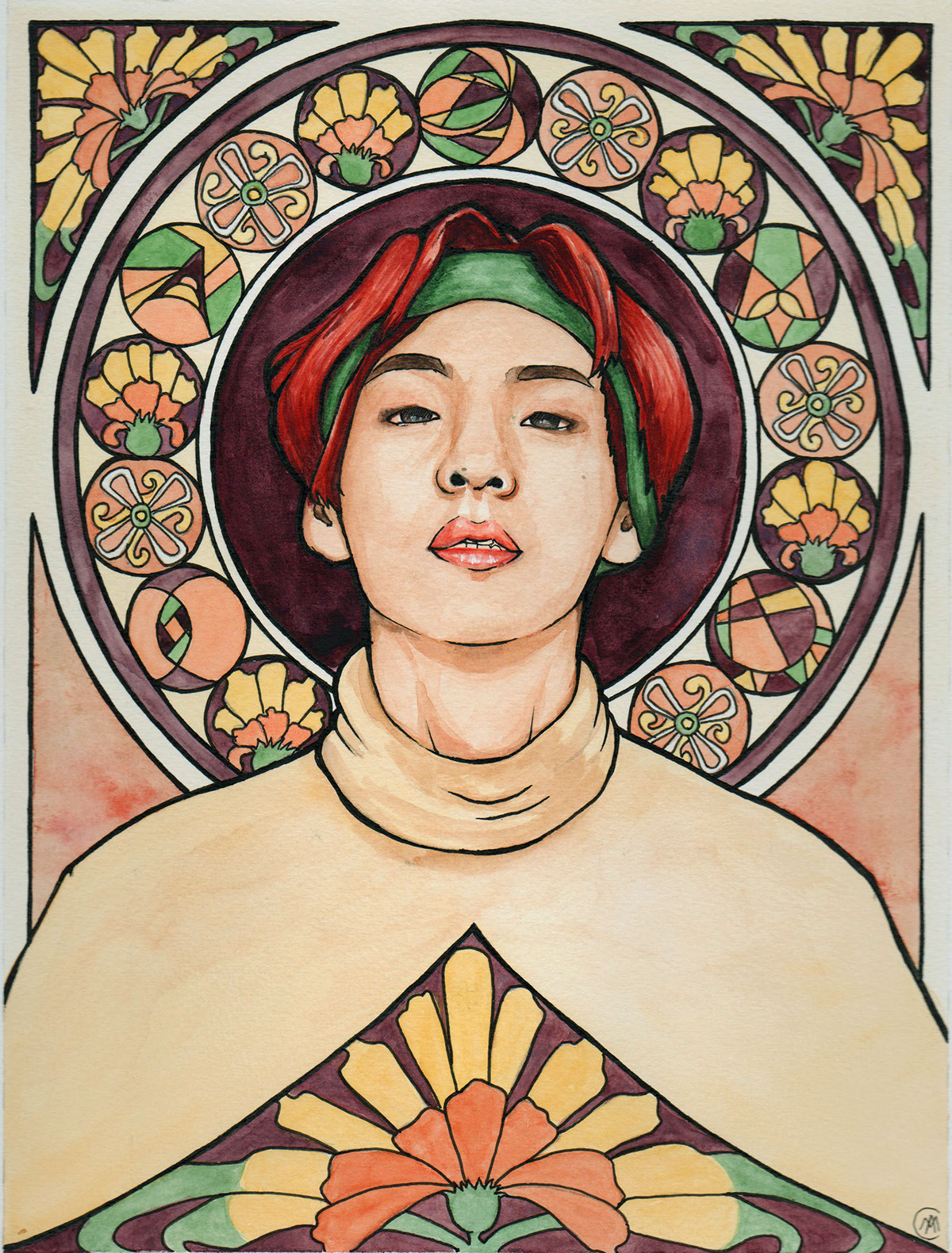 1200x1579 Wip Bts Mucha Watercolor Series On Behance - Mucha Watercolor