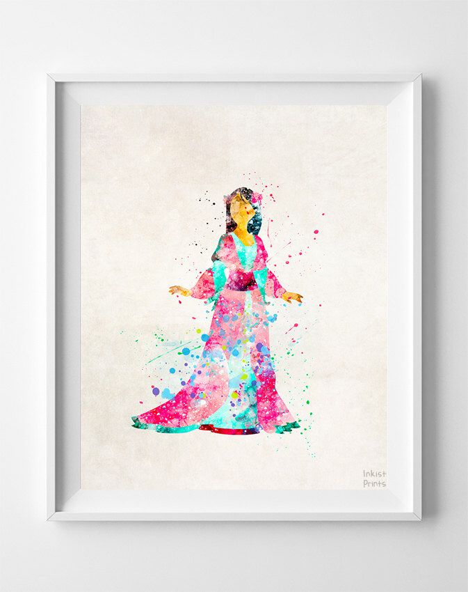 673x850 Mulan Print, Disney Princess, Mulan Art, Mulan Watercolor, Disney - Mulan Watercolor