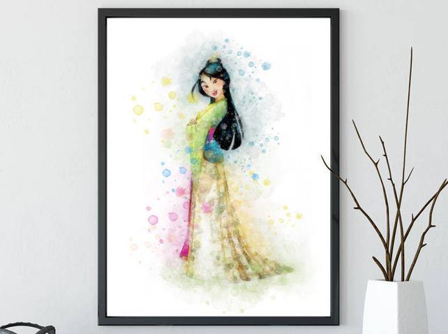 642x478 Mulan Print Mulan Disney Princess Mulan Mulan Watercolor Etsy - Mulan Watercolor