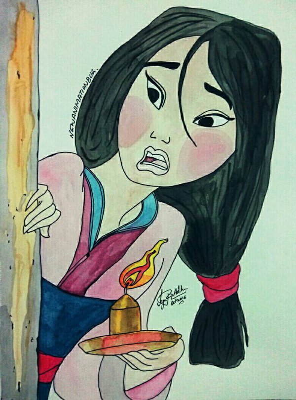 600x809 Disney Mulan Watercolor Fan Art - Mulan Watercolor