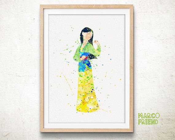 570x456 Disney Princess, Fa Mulan Print, Watercolor Art, Watercolor - Mulan Watercolor