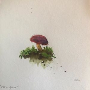 300x300 Mushroom Watercolor Original Painting Signed By Artist Ebay - Mushroom Watercolor