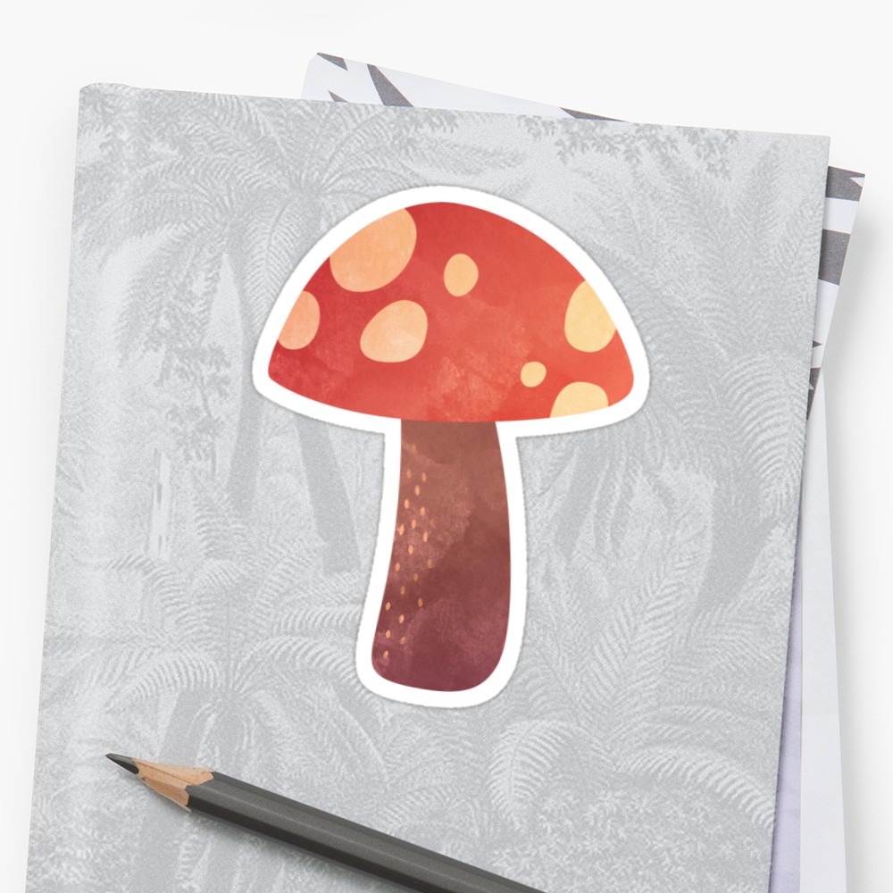 1000x1000 Cute Mushroom, Watercolor Mushroom Fall Autumn Stickers By - Mushroom Watercolor