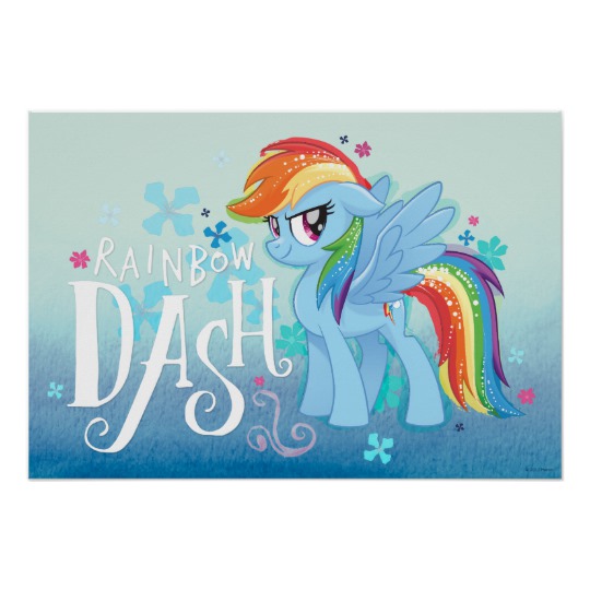540x540 My Little Pony Rainbow Dash Watercolor Flowers Poster - My Little Pony Watercolor