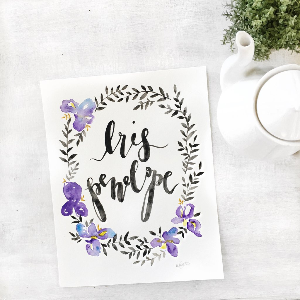 1024x1024 Custom Name Amp Wreath Watercolor Celeste C. Clark - Name Watercolor