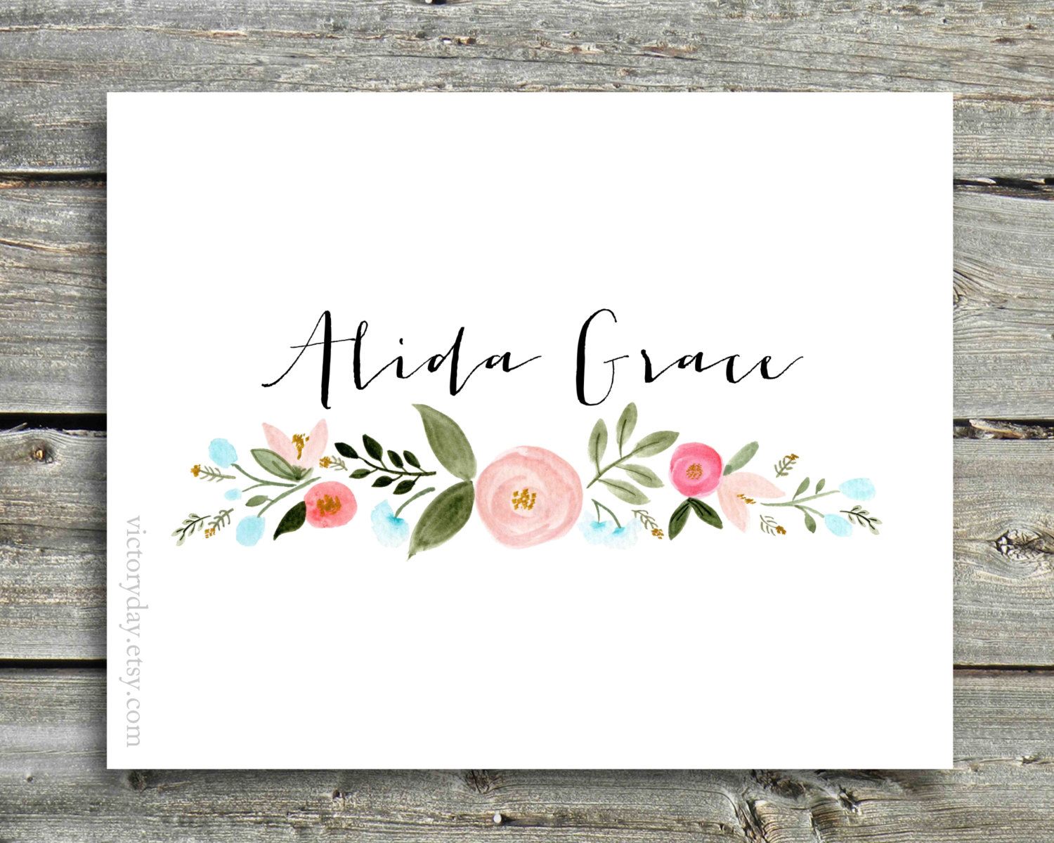 1500x1200 Custom Name Print Of Watercolor Wreath Painting By Victoryday - Name Watercolor