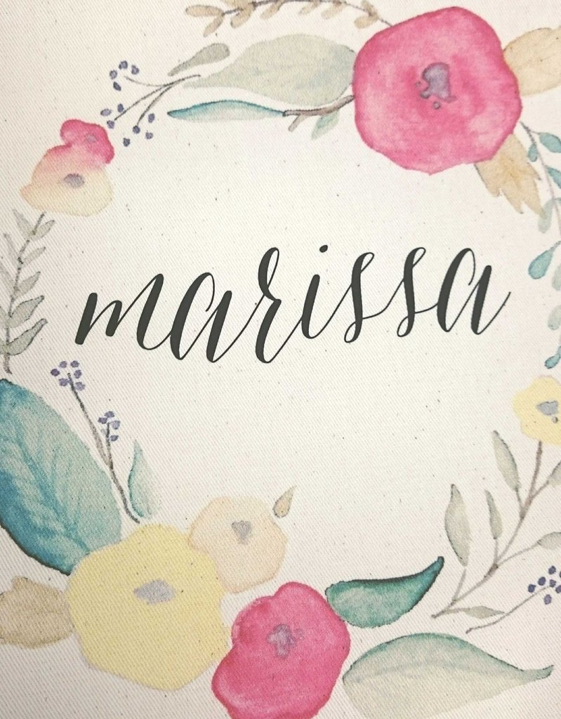 799x1024 Personalized Floral Watercolor Calligraphy Name Bag - Name Watercolor