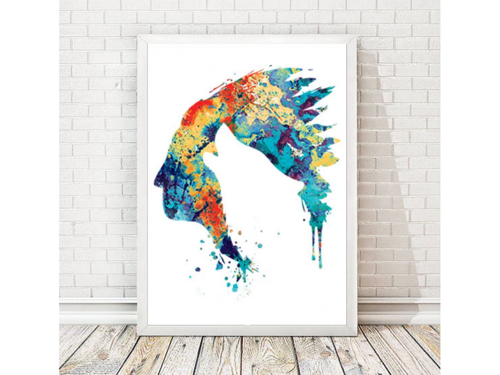 1024x768 Native American Watercolor Indian Art Print Wolf Poster Wolf - Native American Watercolor