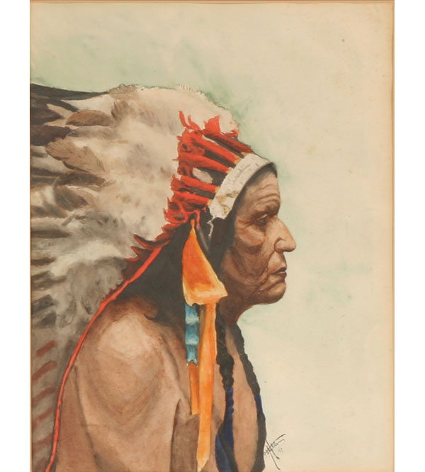 600x666 Summer Art Amp Antiques Auctions Antique Helper - Native American Watercolor
