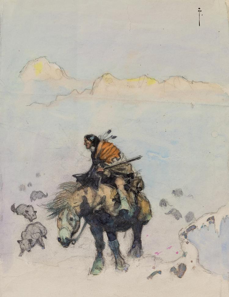 750x973 Frank Frazetta Native American Watercolor. - Native American Watercolor