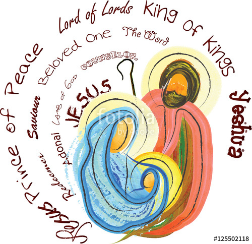 500x484 Christmas Religious Nativity Scene, Holy Family Abstract - Nativity Scene Watercolor