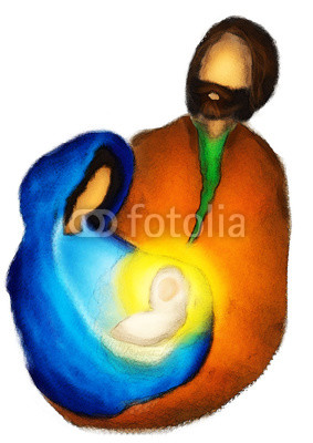 283x400 Christmas Religious Nativity Scene, Holy Family Abstract Artistic - Nativity Scene Watercolor