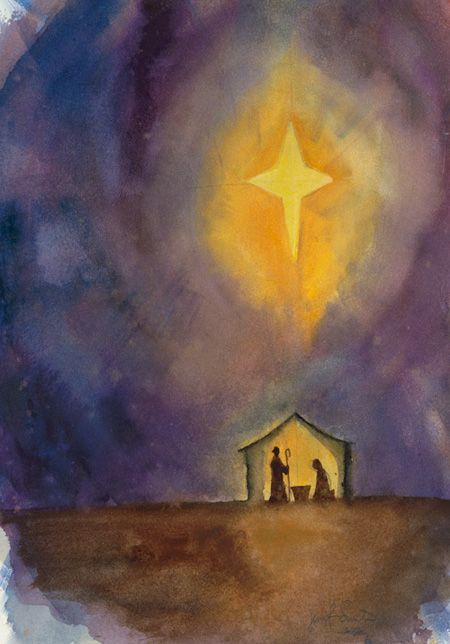 450x644 Nativity By Jennifer Smith Greene Christmas - Nativity Scene Watercolor