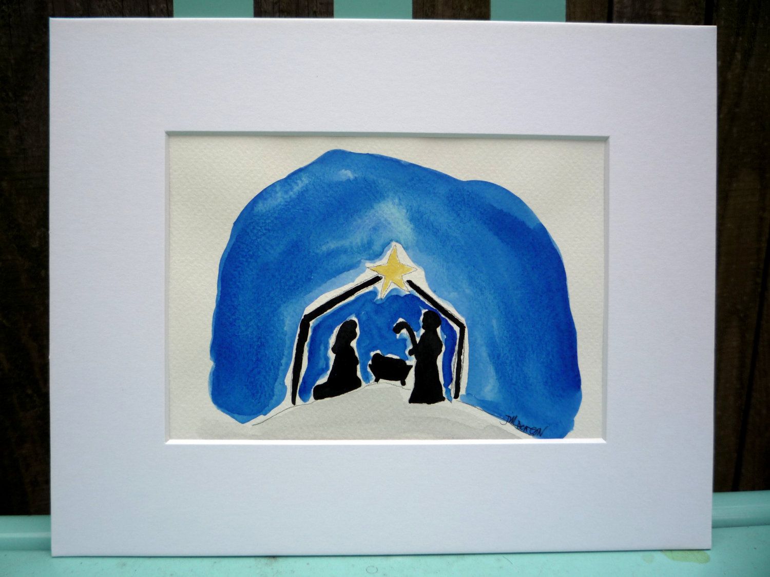 1500x1125 Oh Holy Night Nativity Scene Original Watercolor Christmas Art - Nativity Scene Watercolor