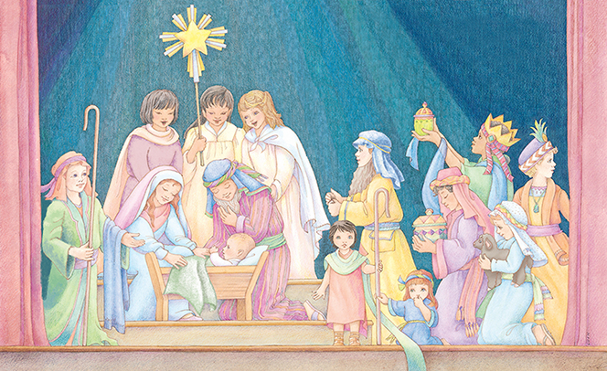 664x406 Children Reenact The Nativity - Nativity Scene Watercolor
