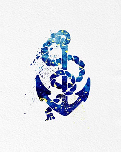 400x500 Anchor Amp Rope Nautical Watercolor Art Print 5x7, 8x10 - Nautical Watercolor