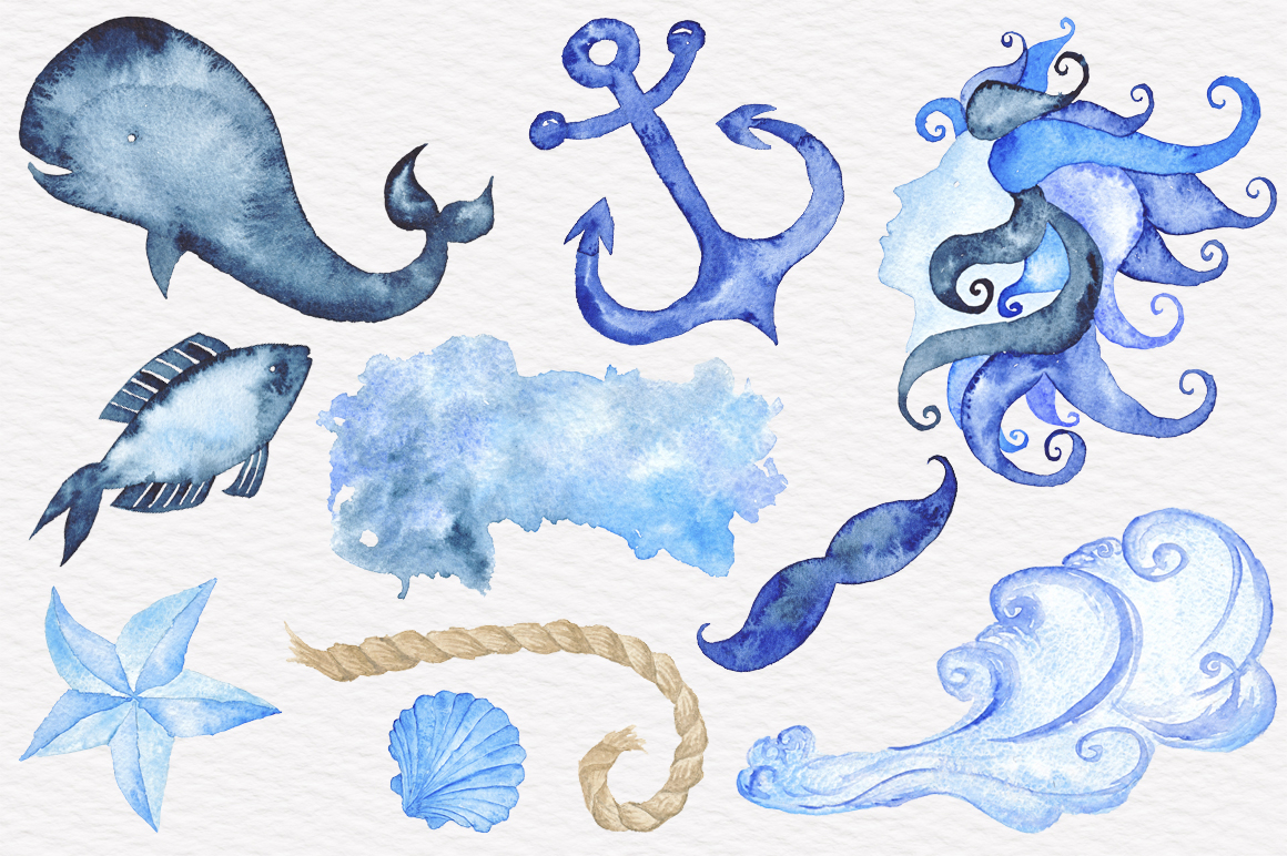 1160x772 Nautical Watercolor Collection By Tanya Kart - Nautical Watercolor