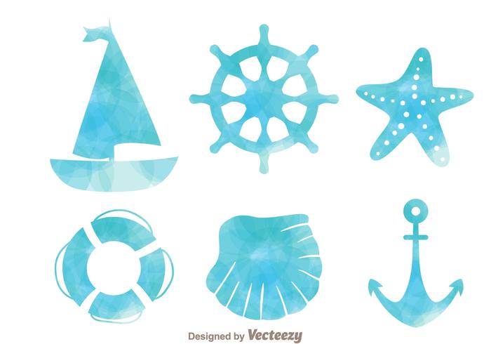 700x490 Nautical Watercolor Effect Icons - Nautical Watercolor