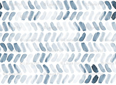 400x293 Navy Blue Watercolor Herringbone Fabric - Navy Blue Watercolor