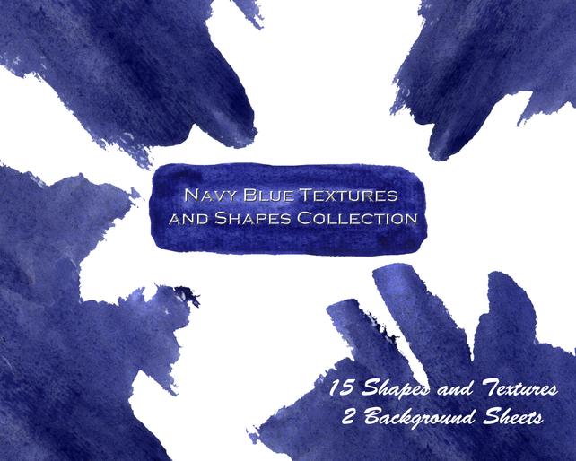 642x514 Navy Blue Watercolor Textures Watercolor Shapes In Blue Navy Etsy - Navy Blue Watercolor