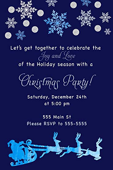 367x550 30 Invitations Christmas Party Navy Blue Watercolor - Navy Blue Watercolor