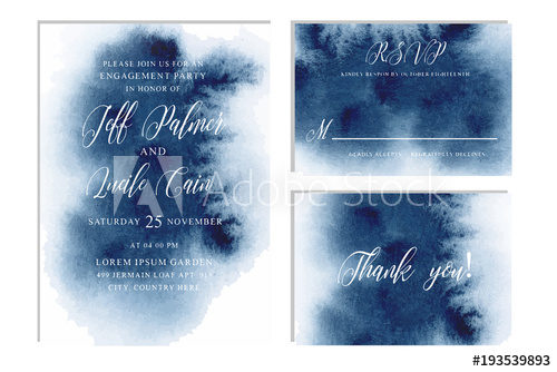 500x334 Indigo, Navy Blue Wedding Set With Hand Drawn Watercolor - Navy Blue Watercolor Background