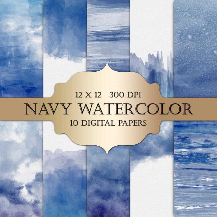 900x900 Watercolor Digital Paper - Navy Blue Watercolor Background