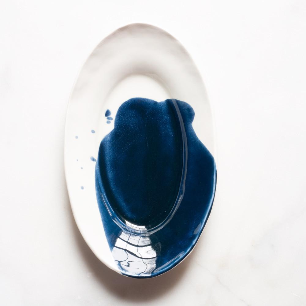 1000x1000 Oval Platter In Navy Watercolor Suite One Studio - Navy Watercolor
