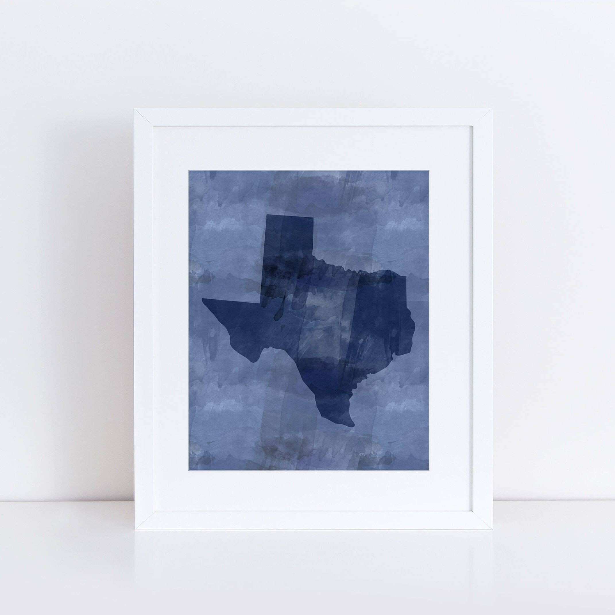 2142x2143 Texas Wall Decor Unique Printable Navy Watercolor Texas Art - Navy Watercolor