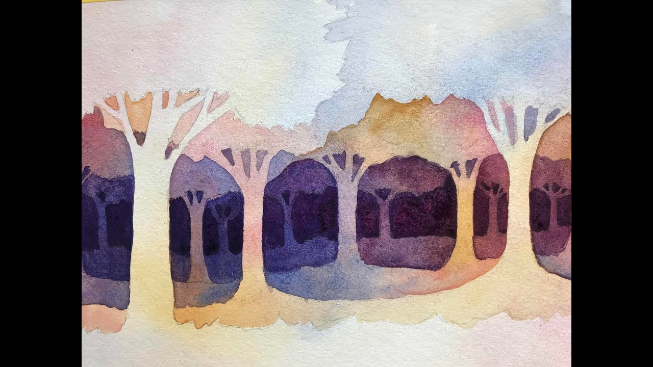 1280x720 Negative Space Trees - Negative Space Watercolor