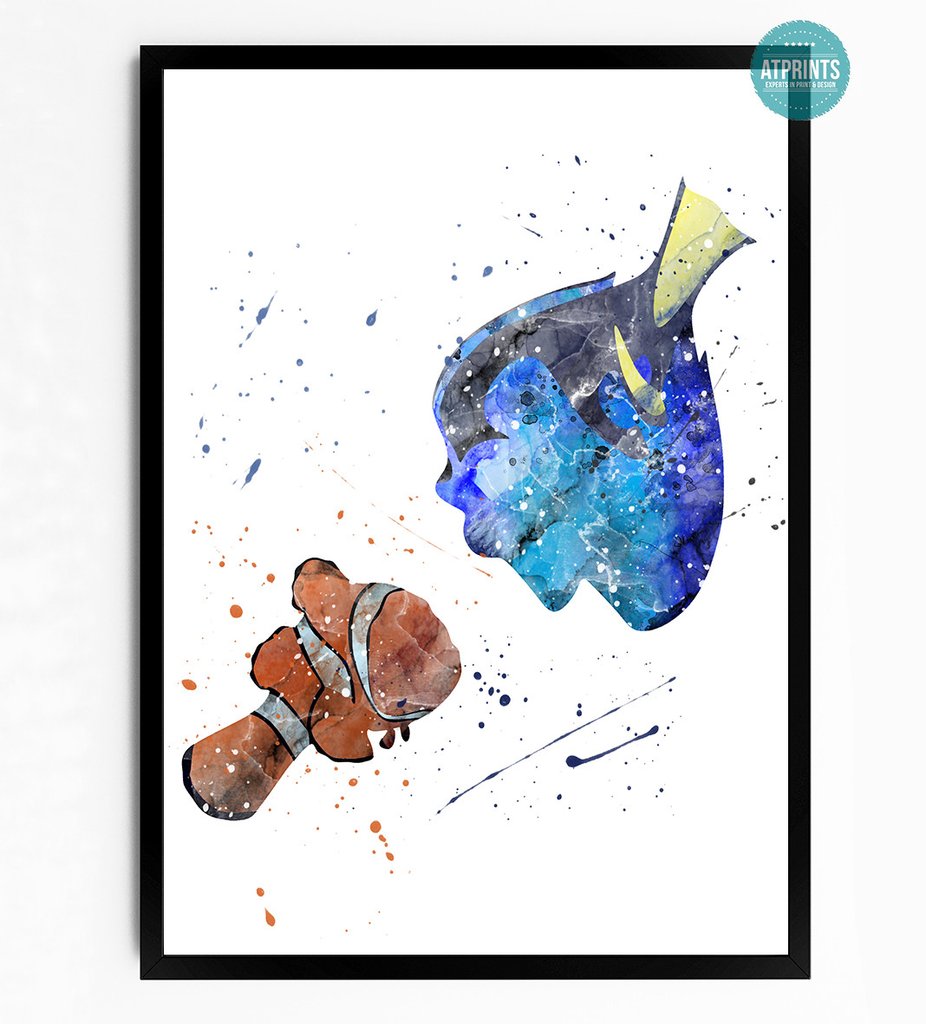 926x1024 Finding Nemo Watercolour Art Print Atprints - Nemo Watercolor