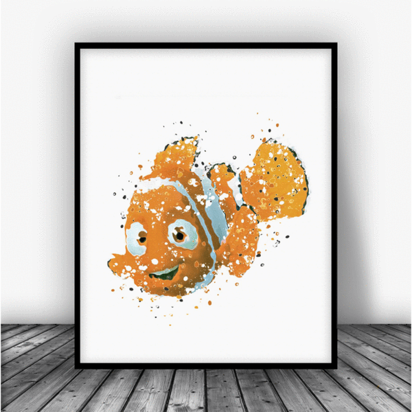 600x600 Finding Nemo Art Print Poster Finding Nemo And Print - Nemo Watercolor