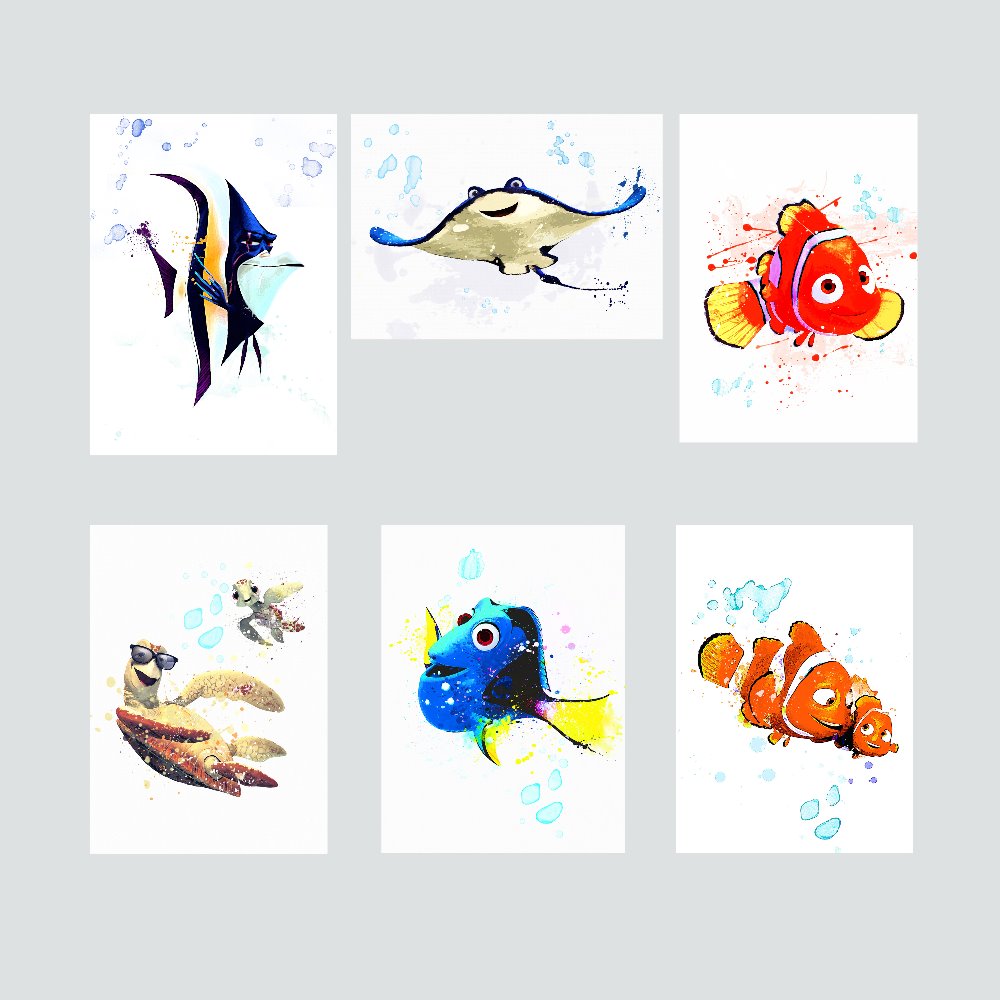 1000x1000 Finding Nemo Original Design Watercolor Art Poster Non Woven Paper - Nemo Watercolor