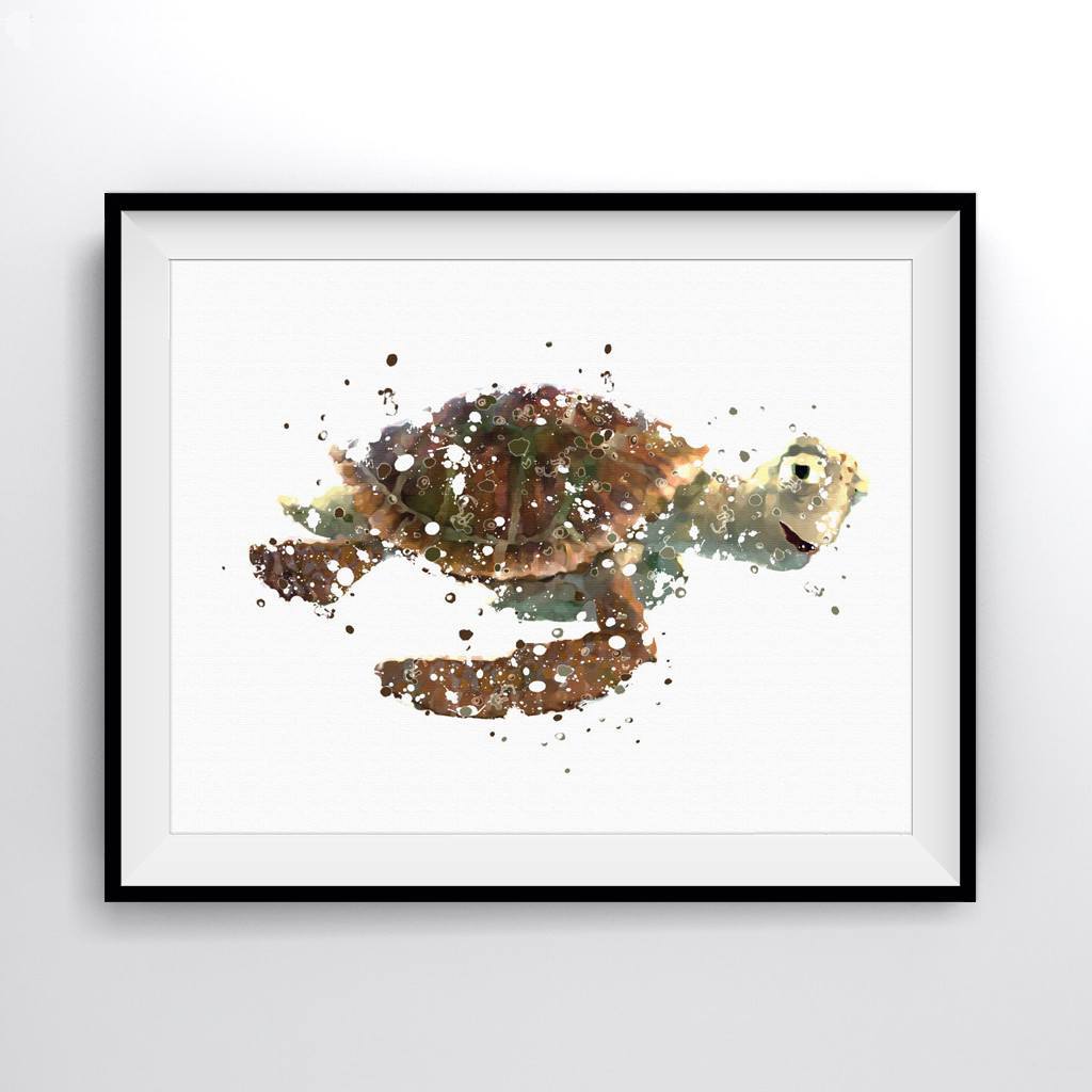1024x1024 Crush Sea Turtle Finding Nemo Art Print Poster - Nemo Watercolor