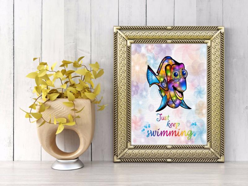 800x600 Dory Finding Nemo Watercolor Print Nursery Decor Inspirational Quotes - Nemo Watercolor