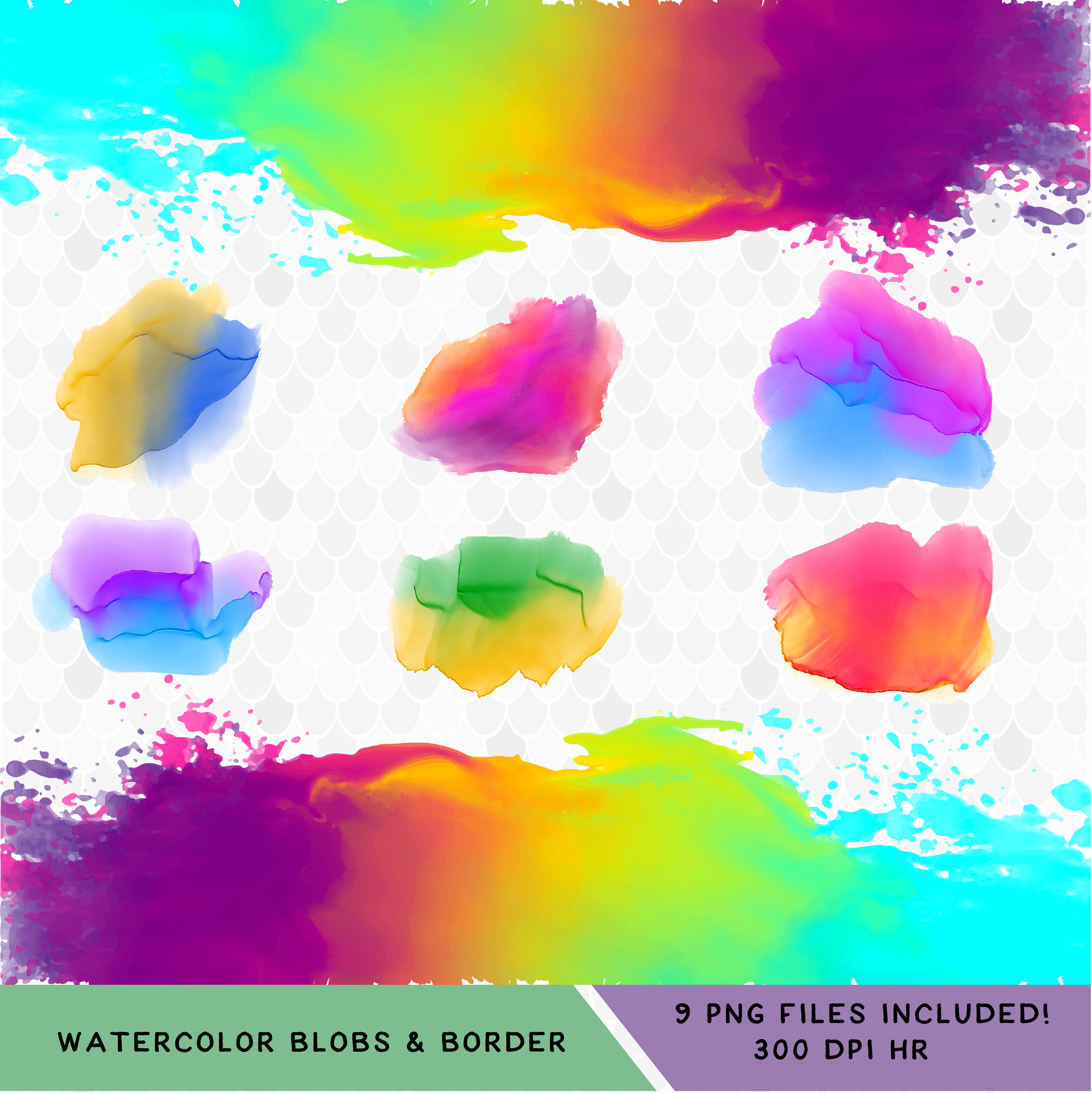 2998x3000 Watercolor Background Watercolor Blobs Clipart Clip Art Etsy - Neon Watercolor