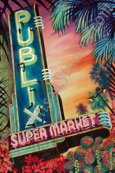 452x678 Vintage Neon Sign Art, Alison Studios, Fine Art, Original - Neon Watercolor