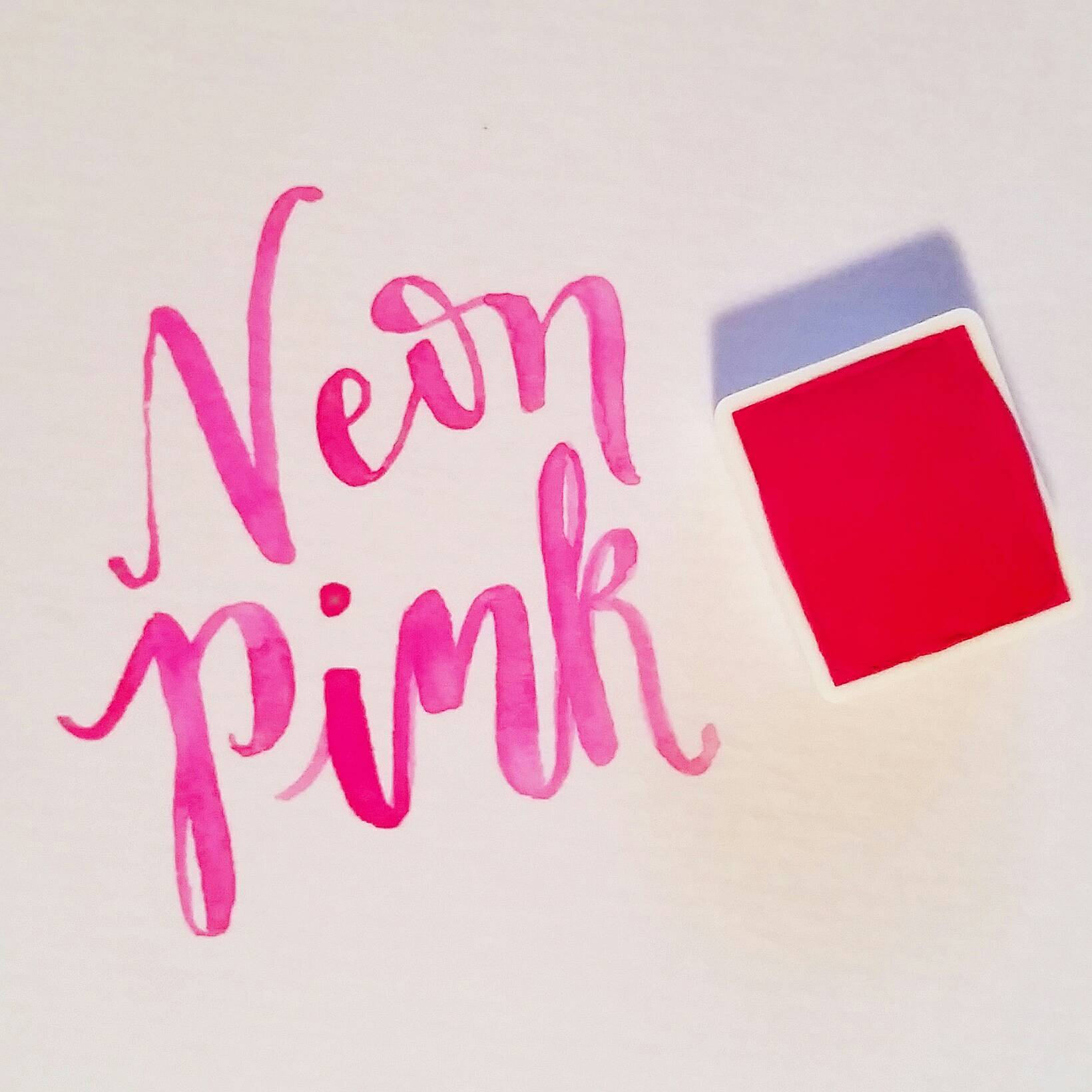 1640x1640 Handmade Neon Pink Watercolor Paint Half Pan With Magnet - Neon Watercolor Paint